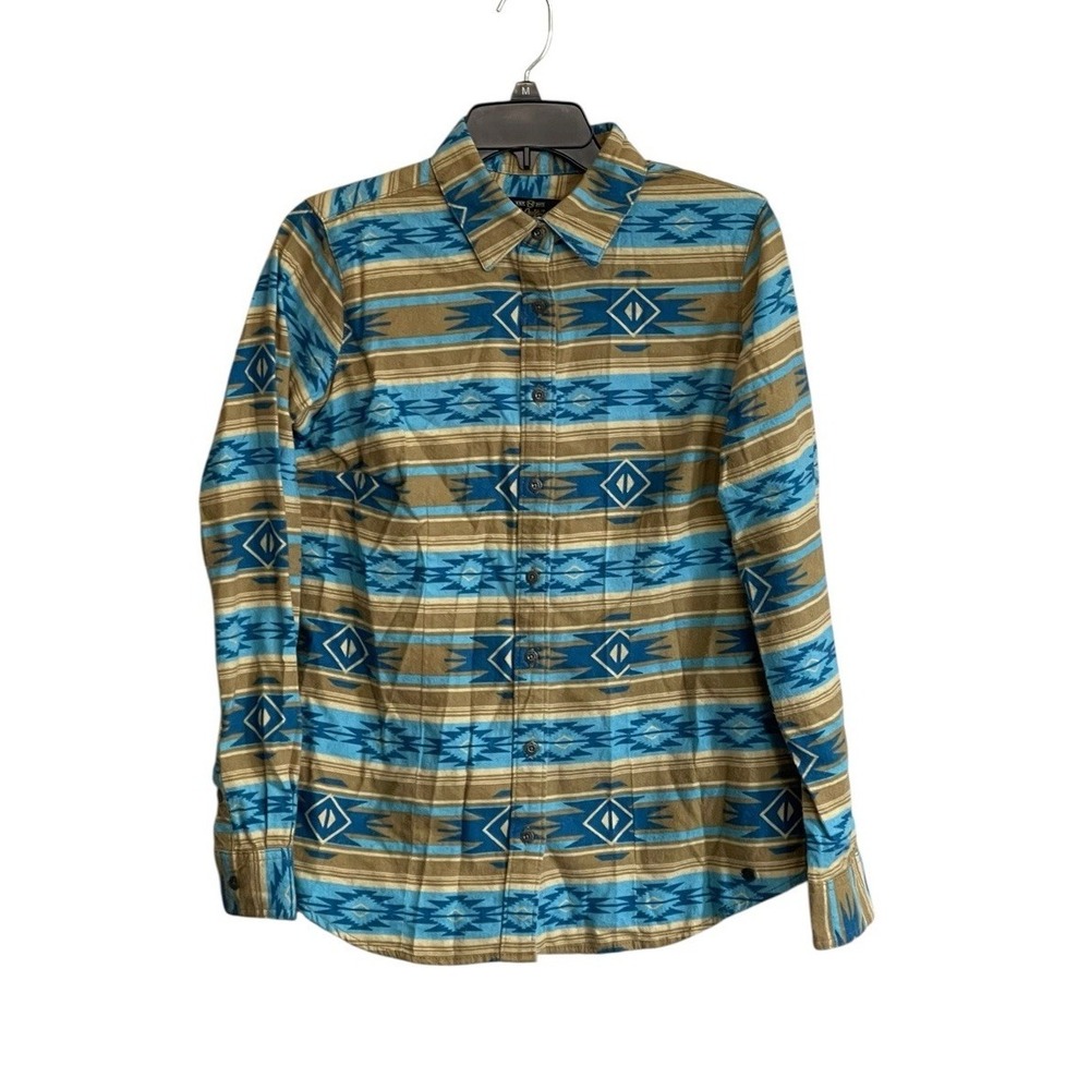 Noble Outfitters Sz Medium Flannel Shirt Button Front Aztec Western Tribal